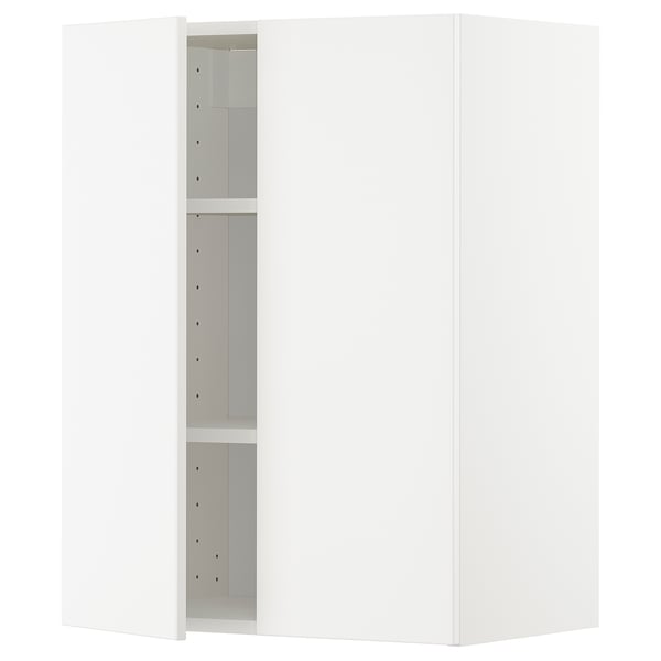 METOD wall cabinet with shelves/2 doors, white/Veddinge white, 60x80 cm