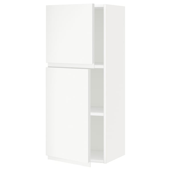 METOD wall cabinet with shelves/2 doors, white/Voxtorp matt white, 40x100 cm