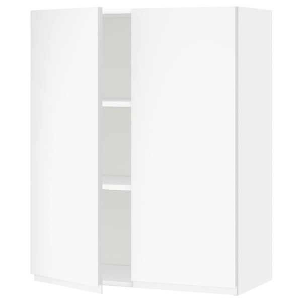 METOD wall cabinet with shelves/2 doors, white/Voxtorp matt white, 80x100 cm