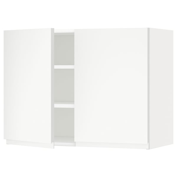 METOD wall cabinet with shelves/2 doors, white/Voxtorp matt white, 80x60 cm