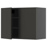 METOD wall cabinet with shelves/2 doors, black-grey/Nickebo matt anthracite, 80x60 cm