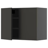 METOD wall cabinet with shelves/2 doors, black-grey/Nickebo matt anthracite, 80x60 cm