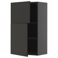 METOD wall cabinet with shelves/2 doors, black-grey/Nickebo matt anthracite, 60x100 cm