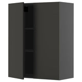 METOD wall cabinet with shelves/2 doors, black-grey/Nickebo matt anthracite, 80x100 cm