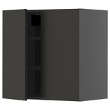 METOD wall cabinet with shelves/2 doors, black-grey/Nickebo matt anthracite, 60x60 cm
