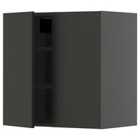 METOD wall cabinet with shelves/2 doors, black-grey/Nickebo matt anthracite, 60x60 cm
