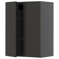 METOD wall cabinet with shelves/2 doors, black-grey/Nickebo matt anthracite, 60x80 cm