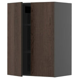 METOD wall cabinet with shelves/2 doors, black-grey/Sinarp brown, 60x80 cm