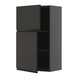 METOD wall cabinet with shelves/2 doors, black-grey/Upplöv matt anthracite, 60x100 cm