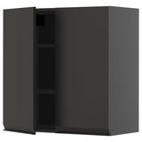 METOD wall cabinet with shelves/2 doors, black-grey/Upplöv matt anthracite, 80x80 cm
