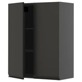 METOD wall cabinet with shelves/2 doors, black-grey/Upplöv matt anthracite, 80x100 cm