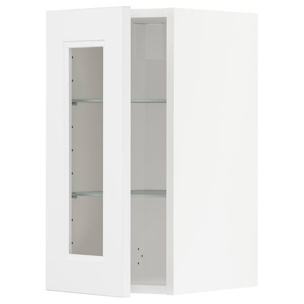 METOD wall cabinet w shelves/glass door, white/Axstad matt white, 30x60 cm