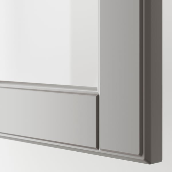 METOD wall cabinet w shelves/glass door, white/Bodbyn grey, 40x60 cm