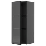 METOD wall cabinet w shelves/glass door, black-grey/Hejsta anthracite reeded glass, 40x100 cm