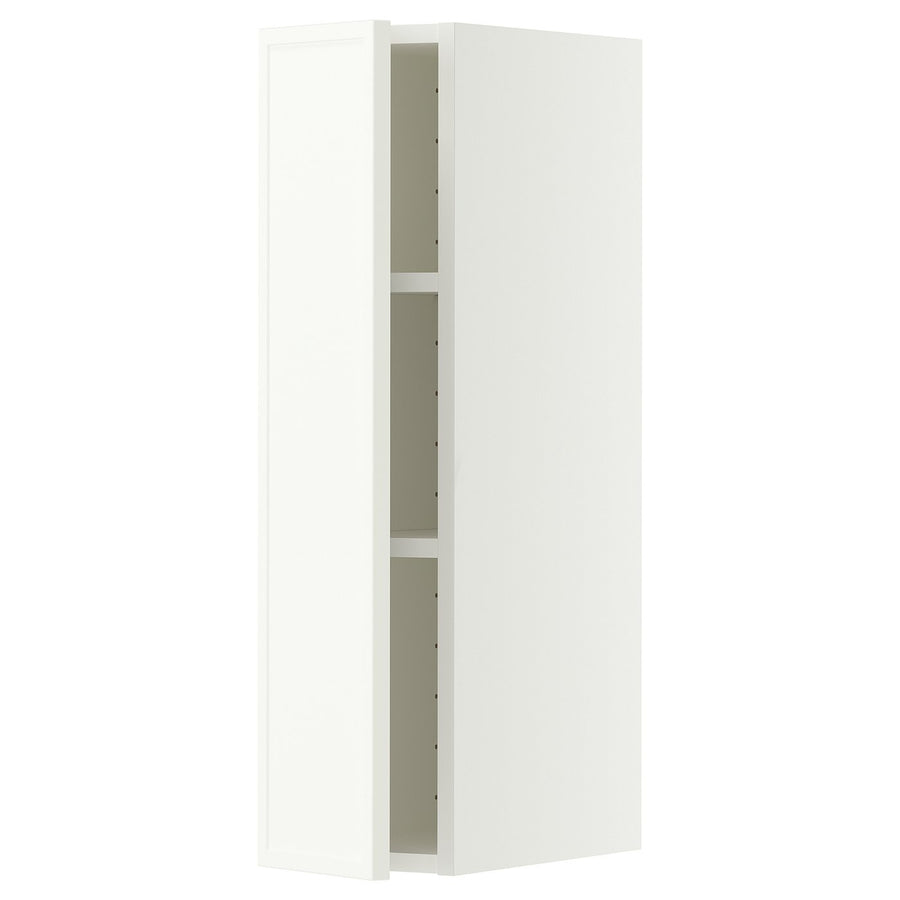 METOD wall cabinet with shelves, white/Aspudden matt white, 20x80 cm