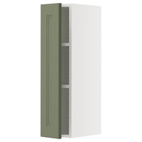 METOD wall cabinet with shelves, white/Axstad grey-green, 20x80 cm