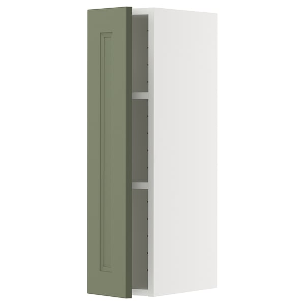 METOD wall cabinet with shelves, white/Axstad grey-green, 20x80 cm