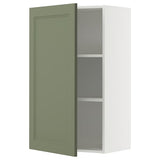 METOD wall cabinet with shelves, white/Axstad grey-green, 60x100 cm