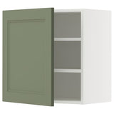 METOD wall cabinet with shelves, white/Axstad grey-green, 60x60 cm