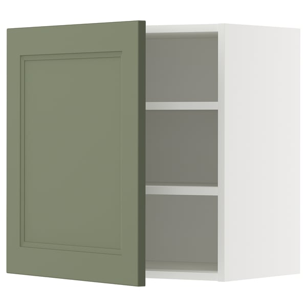 METOD wall cabinet with shelves, white/Axstad grey-green, 60x60 cm