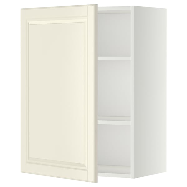 METOD wall cabinet with shelves, white/Bodbyn off-white, 60x80 cm