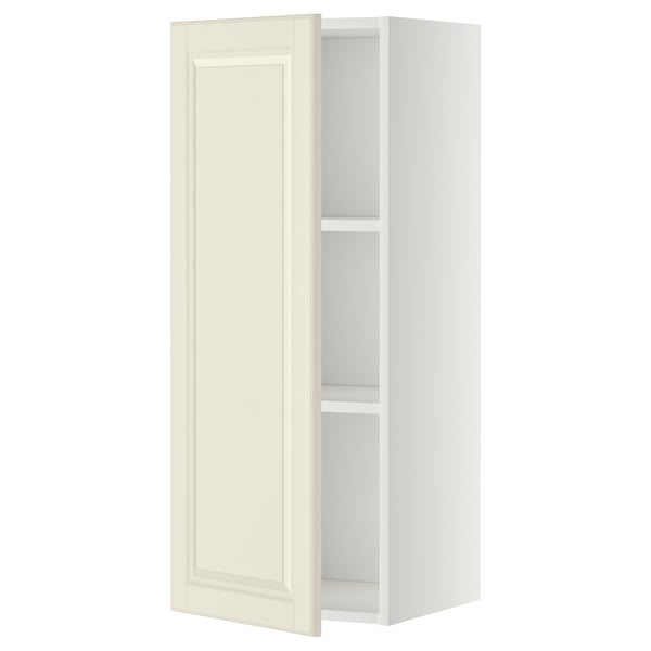 METOD wall cabinet with shelves, white/Bodbyn off-white, 40x100 cm