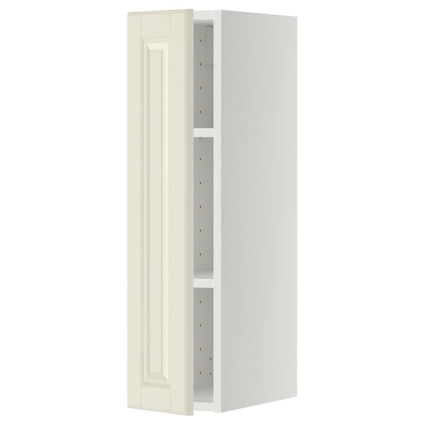 METOD wall cabinet with shelves, white/Bodbyn off-white, 20x80 cm