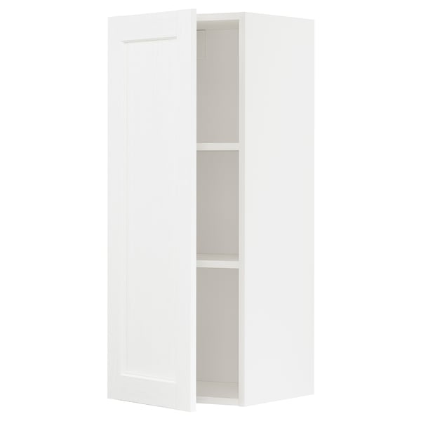 METOD wall cabinet with shelves, white Enköping/white wood effect, 40x100 cm
