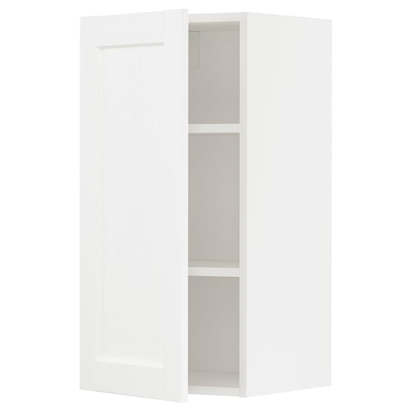 METOD wall cabinet with shelves, white Enköping/white wood effect, 40x80 cm