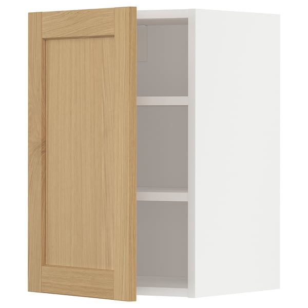 METOD wall cabinet with shelves, white/Forsbacka oak, 40x60 cm
