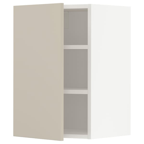 METOD wall cabinet with shelves, white/Havstorp beige, 40x60 cm