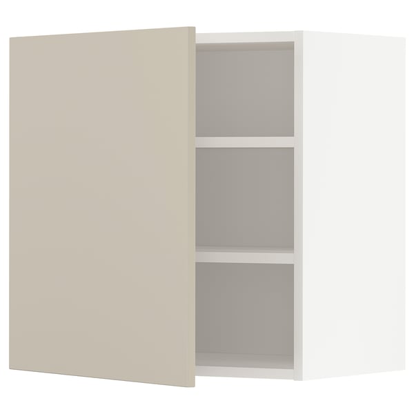 METOD wall cabinet with shelves, white/Havstorp beige, 60x60 cm