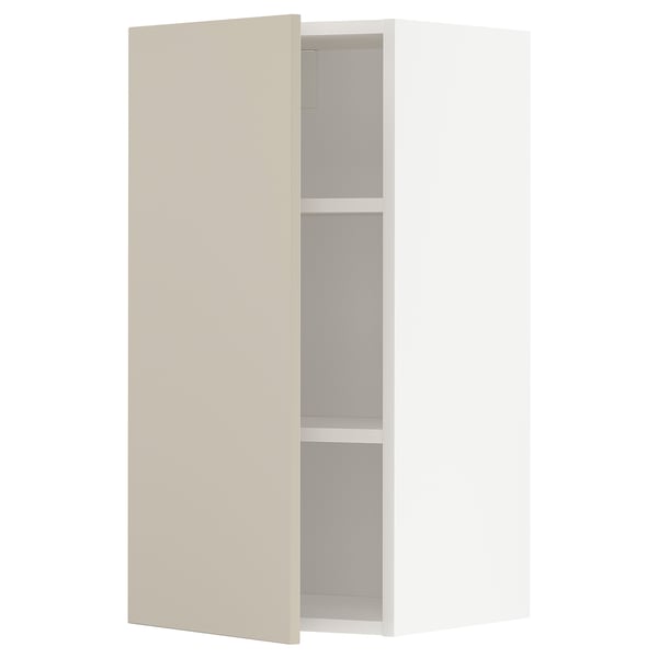 METOD wall cabinet with shelves, white/Havstorp beige, 40x80 cm