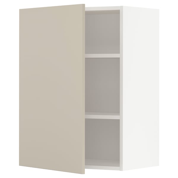 METOD wall cabinet with shelves, white/Havstorp beige, 60x80 cm