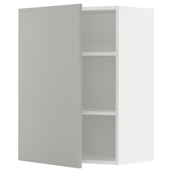 METOD wall cabinet with shelves, white/Havstorp light grey, 60x80 cm