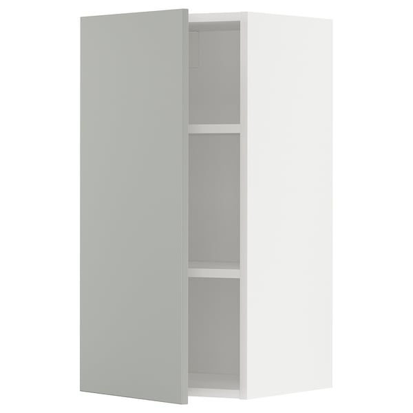 METOD wall cabinet with shelves, white/Havstorp light grey, 40x80 cm