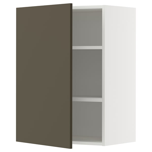 METOD wall cabinet with shelves, white/Havstorp brown-beige, 60x80 cm