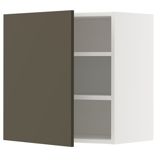 METOD wall cabinet with shelves, white/Havstorp brown-beige, 60x60 cm