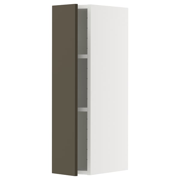 METOD wall cabinet with shelves, white/Havstorp brown-beige, 20x80 cm