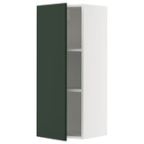METOD wall cabinet with shelves, white/Havstorp deep green, 40x100 cm