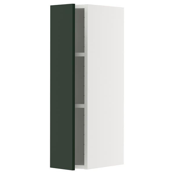 METOD wall cabinet with shelves, white/Havstorp deep green, 20x80 cm