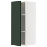 METOD wall cabinet with shelves, white/Havstorp deep green, 30x80 cm