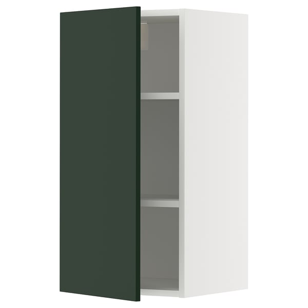 METOD wall cabinet with shelves, white/Havstorp deep green, 40x80 cm