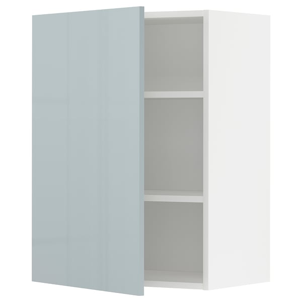 METOD wall cabinet with shelves, white/Kallarp light grey-blue, 60.0x80.0x38.6 cm
