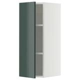 METOD wall cabinet with shelves, white/Kallarp high-gloss dark grey-green, 30x80 cm