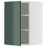 METOD wall cabinet with shelves, white/Kallarp high-gloss dark grey-green, 40x60 cm