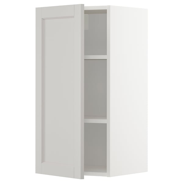 METOD wall cabinet with shelves, white/Lerhyttan light grey, 40x80 cm