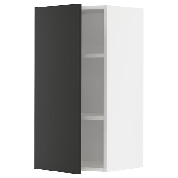 METOD wall cabinet with shelves, white/Nickebo matt anthracite, 40x80 cm