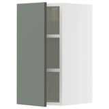 METOD wall cabinet with shelves, white/Nickebo matt grey-green, 30x60 cm