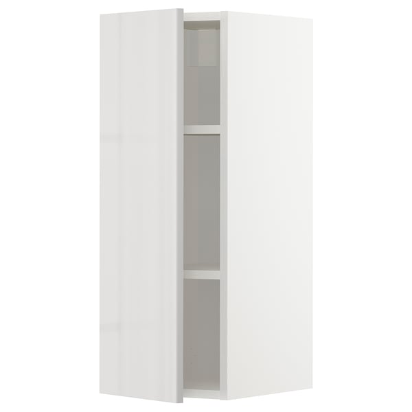 METOD wall cabinet with shelves, white/Ringhult light grey, 30x80 cm